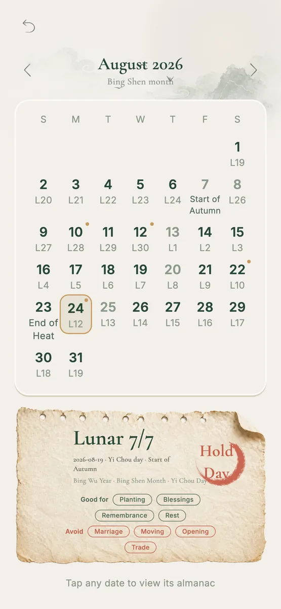 A month at a glance, with the good days marked